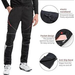 Santic Cycling Pants Men Medium Outdoor Running Winter Faux Leather Stretch NEW